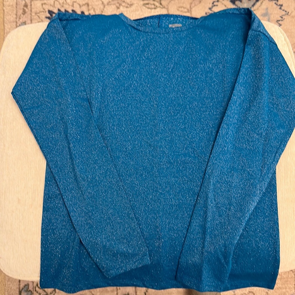 Gymboree Long sleeved top blue and silver threads sz 14 BNWT